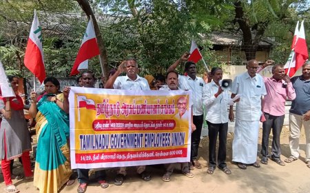 *திருச்சி மாவட்ட ஆட்சியர் அலுவலகம் அருகே தமிழ்நாடு அரசு பணியாளர்கள் சங்கம் சார்பில் சங்க நிர்வாகியை பணிநீக்கம்  செய்ததை கண்டித்து  கண்டன ஆர்ப்பாட்டம் நடைபெற்றது*